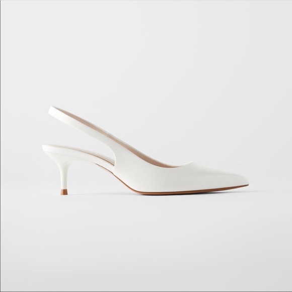 white kitten heel slingback shoes